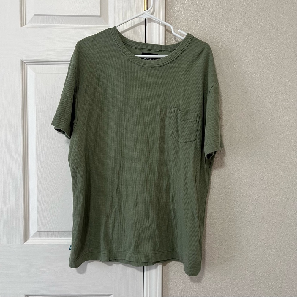 Howlin' Made in Belgium Green Heavyweight Waffle Knit Pocket Tee Men’s XL